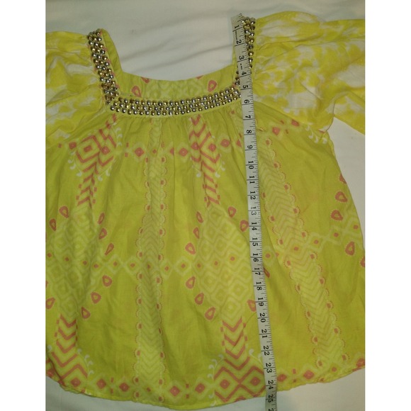 Sheridan French Blouse Small Yellow Boho Peasant Gypsy Balloon Sleeves Top - Picture 6 of 6